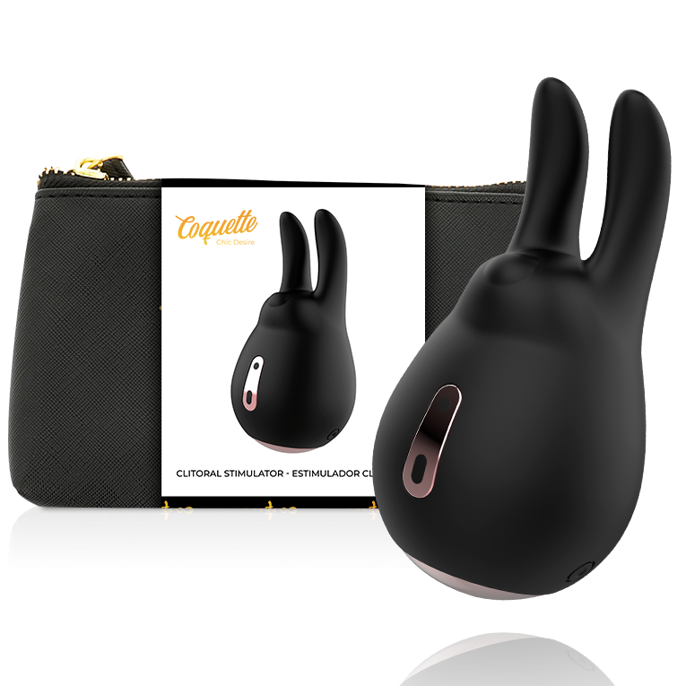 Imagen del artículo erótico COQUETTE CHIC DESIRE - ESTIMULADOR CLÍTORIS NEGRO / GOLD CONEJO de COQUETTE TOYS en la sección JUGUETES BIENESTAR |Vibradores|Mini vibradores de Millenial Sexshop.