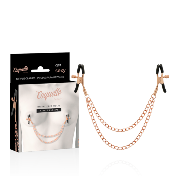 Imagen del artículo erótico COQUETTE CHIC DESIRE - FANTASY PINZAS METALICAS PEZONES CON CADENA de COQUETTE FANTASY en la sección BDSM & BONDAGE |Artículos BDSM|Pinzas Pezones BDSM de Millenial Sexshop.
