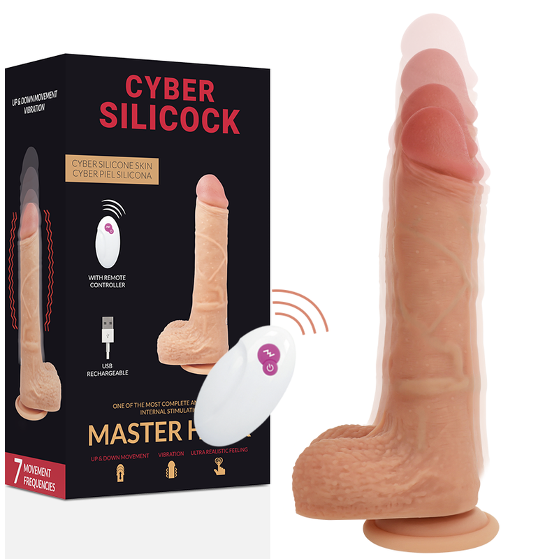 Imagen del artículo erótico CYBER SILICOCK - REALÍSTICO CONTROL REMOTO MASTER HUCK 20.9 CM -O- 4 CM de CYBER SILICOCK en la sección JUGUETES BIENESTAR |Vibradores|Vibradores control remoto de Millenial Sexshop.
