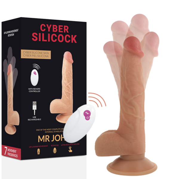 Imagen del artículo erótico CYBER SILICOCK - REALÍSTICO CONTROL REMOTO MR JOHN 23.88 CM -O- 4.3 CM de CYBER SILICOCK en la sección JUGUETES BIENESTAR |Vibradores|Vibradores control remoto de Millenial Sexshop.