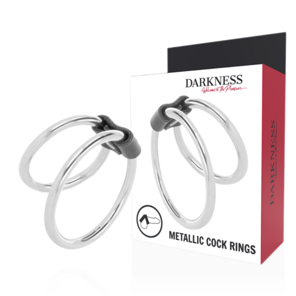 Imagen del artículo erótico DARKNESS - ANILLA METAL DOBLE PARA EL PENE de DARKNESS SENSATIONS en la sección JUGUETES BIENESTAR |Juguetes para Hombres|Accesorios para el pene|Anillos Pene|Anillos sin vibración de Millenial Sexshop.