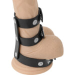 DARKNESS - ANILLO DOBLE PENE Y TESTÍCULOS AJUSTABLE LEATHER - Imagen 2