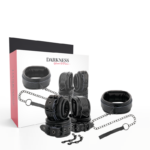 Imagen del artículo erótico DARKNESS - ESPOSAS Y COLLAR DE CUERO NEGRO de DARKNESS en la sección BDSM & BONDAGE |Bondage|Esposas de Millenial Sexshop.