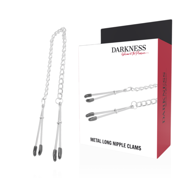 Imagen del artículo erótico DARKNESS - PINZAS AJUSTABLES PARA PEZONES METAL de DARKNESS SENSATIONS en la sección BDSM & BONDAGE |Artículos BDSM|Pinzas Pezones BDSM de Millenial Sexshop.