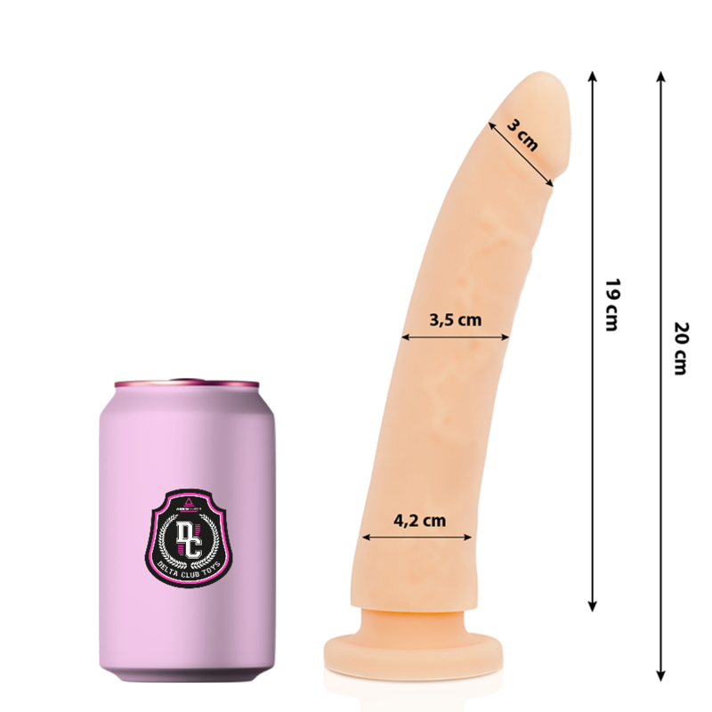 Imagen del artículo erótico DELTA CLUB - DILDO REALISTA NATURAL SILICONA MEDICA 20 CM -O- 4 CM de DELTACLUB en la sección JUGUETES BIENESTAR |Dildos sin Vibración|Penes realisticos de Millenial Sexshop.