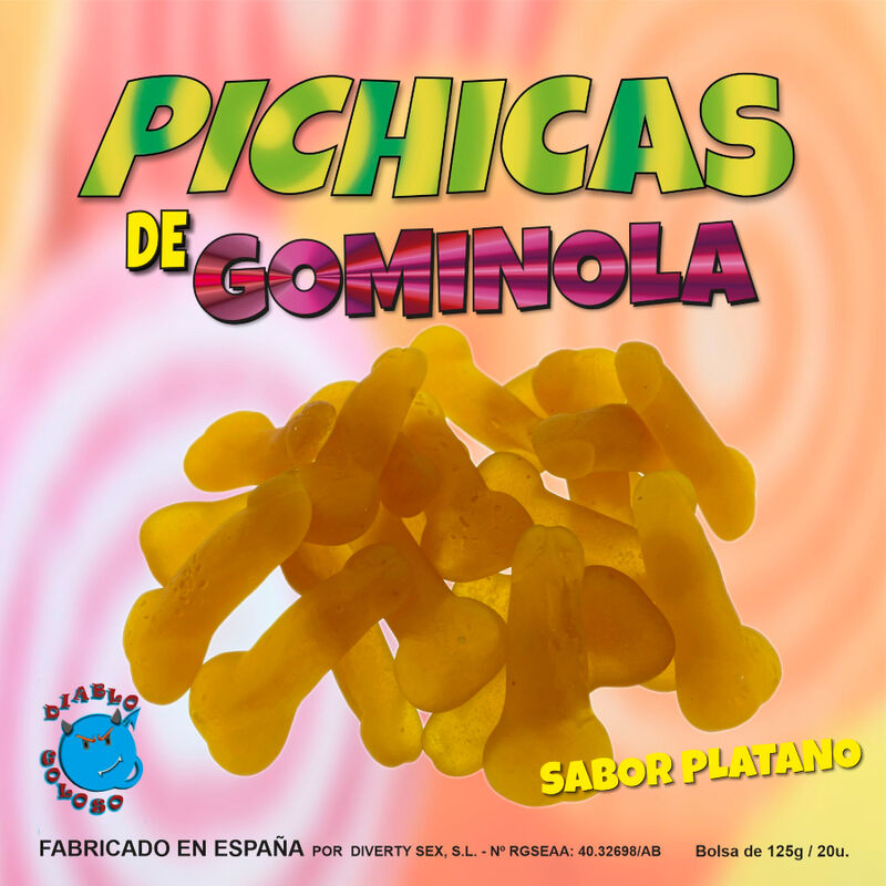 Imagen del artículo erótico DIABLO GOLOSO - PICHITAS DE GOMINOLA PLATANO de DIABLO GOLOSO en la sección ARTÍCULOS VARIOS|Dulces|Golosinas Divertidas de Millenial Sexshop.