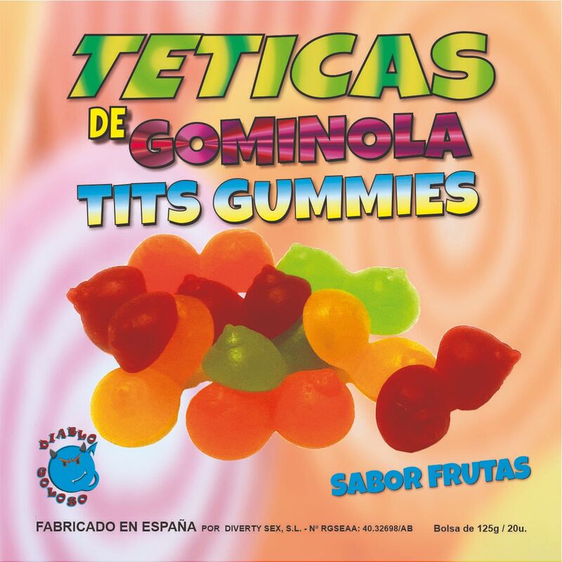 Imagen del artículo erótico DIABLO GOLOSO - TETICAS DE GOMINOLA SURTIDAS BRILLO de DIABLO GOLOSO en la sección ARTÍCULOS VARIOS|Dulces|Golosinas Divertidas de Millenial Sexshop.