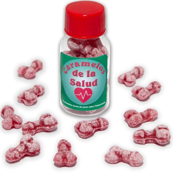 Imagen del artículo erótico DIABLO PICANTE - 12 CARAMELOS DE LA SALUD FORMA PENE FRESA/CEREZA de DIABLO PICANTE en la sección ARTÍCULOS VARIOS|Articulos divertidos|Juegos Despedidas de Millenial Sexshop.