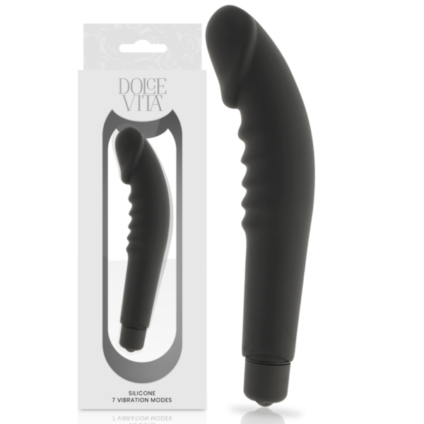 Imagen del artículo erótico DOLCE VITA - REALISTIC  PLEASURE VIBRADOR SILICONA NEGRO de DOLCE VITA en la sección JUGUETES BIENESTAR |Vibradores|Rotadores y vibradores de Millenial Sexshop.