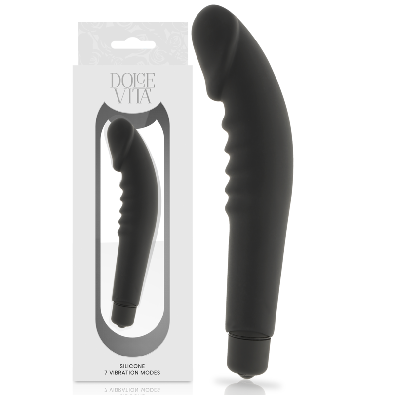 Imagen del artículo erótico DOLCE VITA - REALISTIC  PLEASURE VIBRADOR SILICONA NEGRO de DOLCE VITA en la sección JUGUETES BIENESTAR |Vibradores|Rotadores y vibradores de Millenial Sexshop.