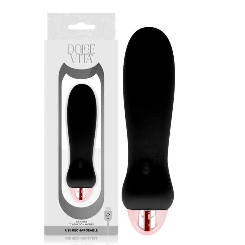 Imagen del artículo erótico DOLCE VITA - VIBRADOR RECARGABLE FIVE NEGRO 7 VELOCIDADES de DOLCE VITA en la sección JUGUETES BIENESTAR |Vibradores|Mini vibradores de Millenial Sexshop.