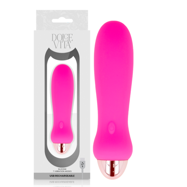 Imagen del artículo erótico DOLCE VITA - VIBRADOR RECARGABLE FIVE ROSA 7 VELOCIDADES de DOLCE VITA en la sección JUGUETES BIENESTAR |Vibradores|Mini vibradores de Millenial Sexshop.