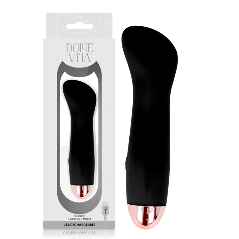 Imagen del artículo erótico DOLCE VITA - VIBRADOR RECARGABLE ONE NEGRO 7 VELOCIDADES de DOLCE VITA en la sección JUGUETES BIENESTAR |Vibradores|Mini vibradores de Millenial Sexshop.