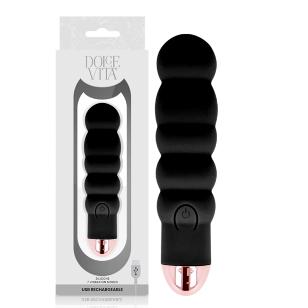 Imagen del artículo erótico DOLCE VITA - VIBRADOR RECARGABLE SIX NEGRO 7 VELOCIDADES de DOLCE VITA en la sección JUGUETES BIENESTAR |Vibradores|Mini vibradores de Millenial Sexshop.