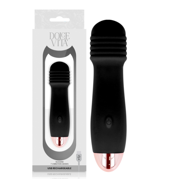 Imagen del artículo erótico DOLCE VITA - VIBRADOR RECARGABLE TRES NEGRO 7 VELOCIDADES de DOLCE VITA en la sección JUGUETES BIENESTAR |Juguetes para Mujeres|Estimuladores|Para Clítoris de Millenial Sexshop.
