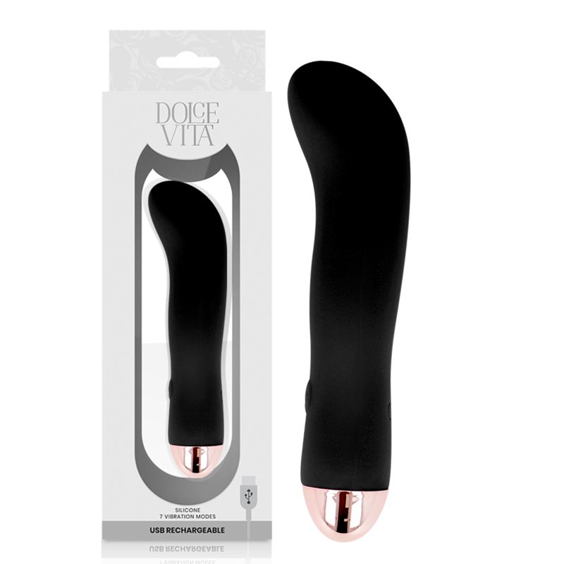 Imagen del artículo erótico DOLCE VITA - VIBRADOR RECARGABLE TWO NEGRO 7 VELOCIDADES de DOLCE VITA en la sección JUGUETES BIENESTAR |Vibradores|Mini vibradores de Millenial Sexshop.