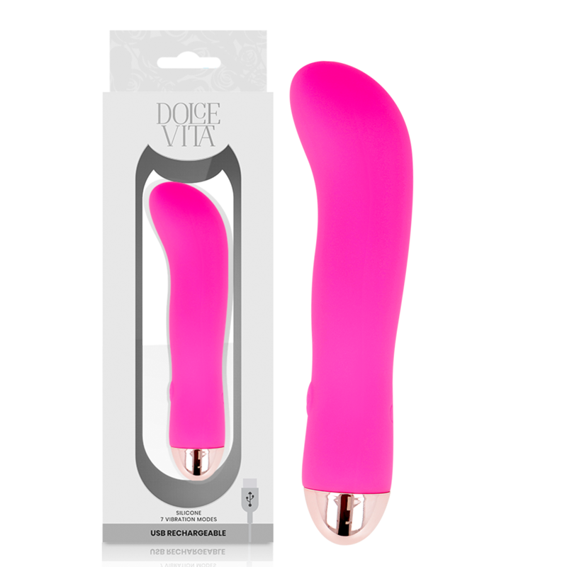 Imagen del artículo erótico DOLCE VITA - VIBRADOR RECARGABLE TWO ROSA 7 VELOCIDADES de DOLCE VITA en la sección JUGUETES BIENESTAR |Vibradores|Mini vibradores de Millenial Sexshop.