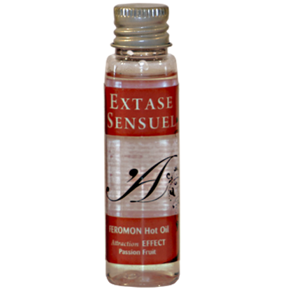 Imagen del artículo erótico EXTASE SENSUAL - ACEITE MASAJE EFECTO CALOR CON FEROMONAS FRUTA DE LA PASION VIAJE 35 ML de EXTASE SENSUAL en la sección DROGUERÍA |Lubricantes|Efecto Calor de Millenial Sexshop.