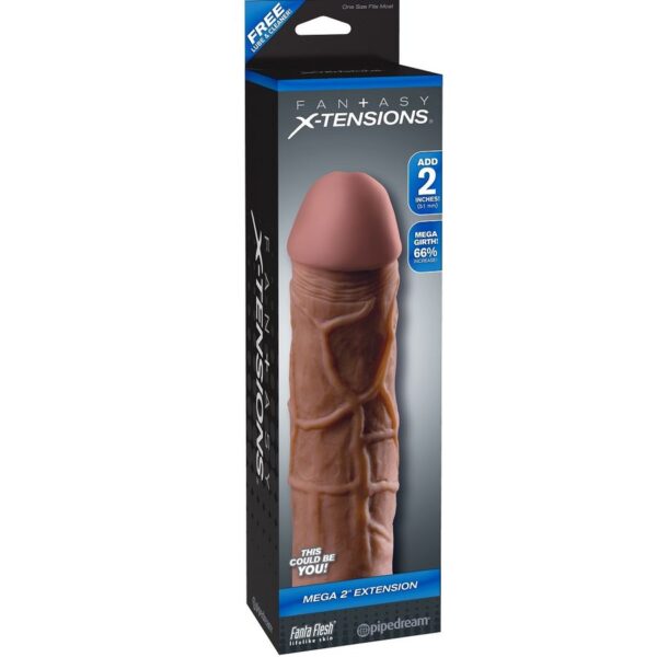 Imagen del artículo erótico FANTASY X- TENSIONS - MEGA 2 EXTENSIÓN MARRÓN PARA EL PENE de FANTASY X-TENSIONS en la sección JUGUETES BIENESTAR |Juguetes para Hombres|Accesorios para el pene|Fundas Pene con Extensión de Millenial Sexshop.