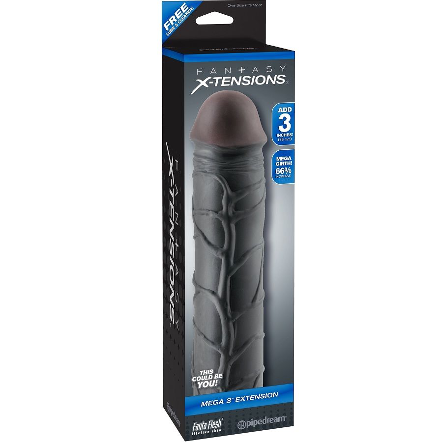 Imagen del artículo erótico FANTASY X- TENSIONS - MEGA 3 EXTENSIÓN NEGRO PARA EL PENE de FANTASY X-TENSIONS en la sección JUGUETES BIENESTAR |Juguetes para Hombres|Accesorios para el pene|Fundas Pene con Extensión de Millenial Sexshop.