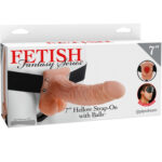 FETISH FANTASY SERIES - 7 HOLLOW STRAP-ON WITH BALLS 17.8CM NATURAL - Imagen 2
