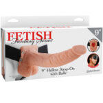 FETISH FANTASY SERIES - 9 HOLLOW STRAP-ON WITH BALLS 22.9CM NATURAL - Imagen 3