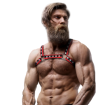 FETISH SUBMISSIVE ATTITUDE - ARNÉS BULLDOG ECOPIEL PECHO HOMBRE NEGRO/ROJO - Imagen 4