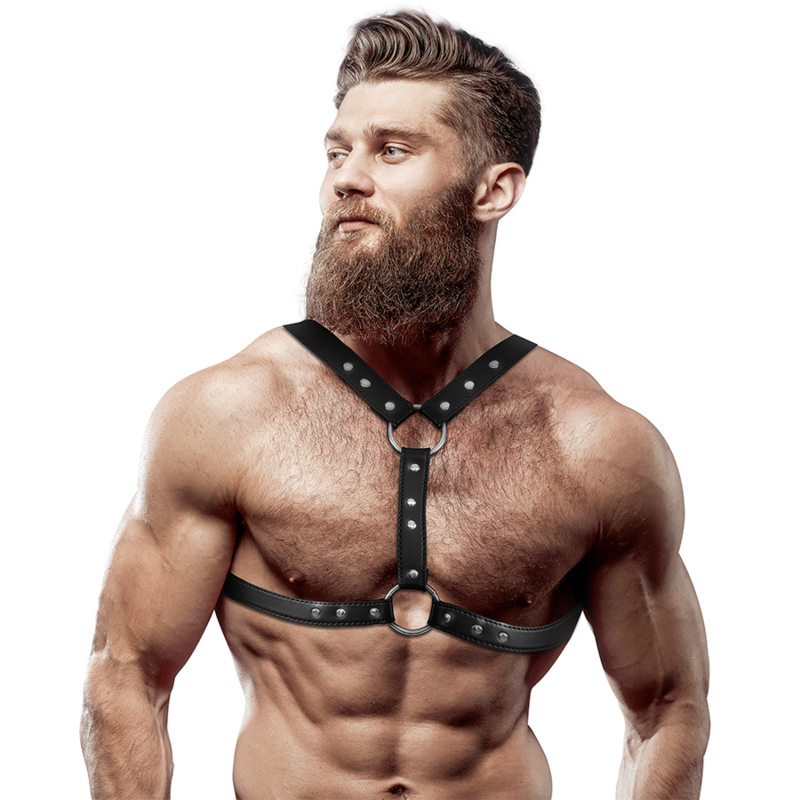 Imagen del artículo erótico FETISH SUBMISSIVE ATTITUDE - ARNÉS ECOPIEL PECHO CON DOBLE SUJECIÓN Y TACHUELAS HOMBRE de FETISH SUBMISSIVE ATTITUDE en la sección MODA & LENCERÍA|Lencería Hombre|Arneses Hombre de Millenial Sexshop.