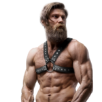 FETISH SUBMISSIVE ATTITUDE - ARNÉS ECOPIEL PECHO CRUZADO CON TACHUELAS HOMBRE - Imagen 4