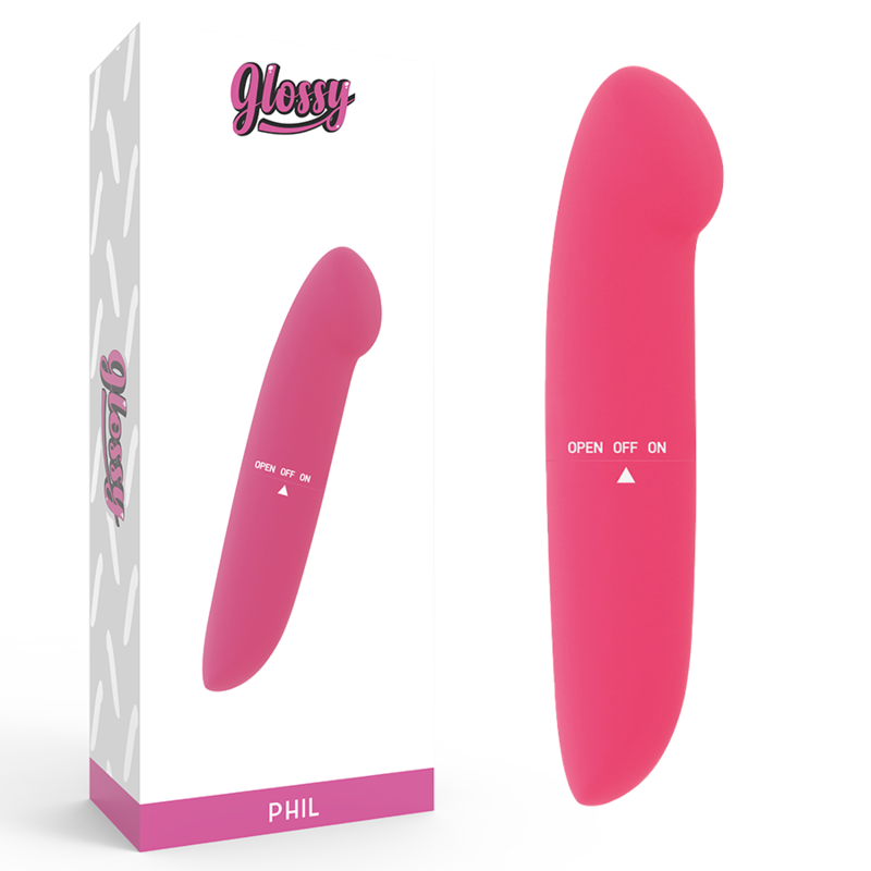 Imagen del artículo erótico GLOSSY - PHIL VIBRADOR ROSA de GLOSSY en la sección JUGUETES BIENESTAR |Vibradores|Mini vibradores de Millenial Sexshop.