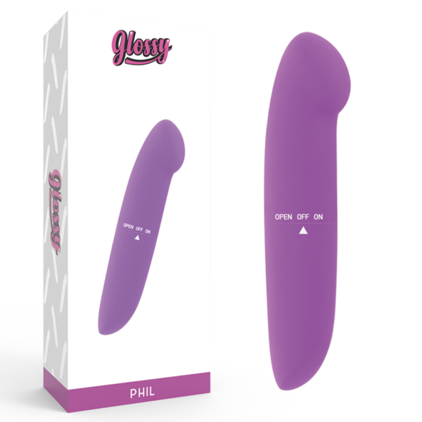 Imagen del artículo erótico GLOSSY - PHIL VIBRATOR LILA de GLOSSY en la sección JUGUETES BIENESTAR |Vibradores|Mini vibradores de Millenial Sexshop.