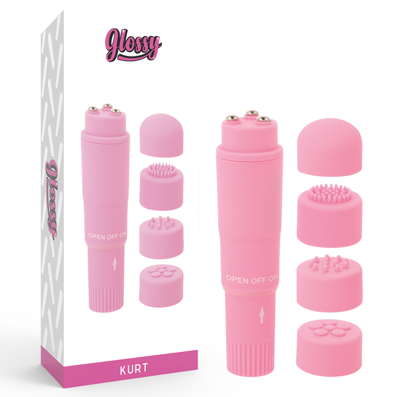 Imagen del artículo erótico GLOSSY - POCKET  KURT MASAJEADOR ROSA de GLOSSY en la sección JUGUETES BIENESTAR |Vibradores|Mini vibradores de Millenial Sexshop.