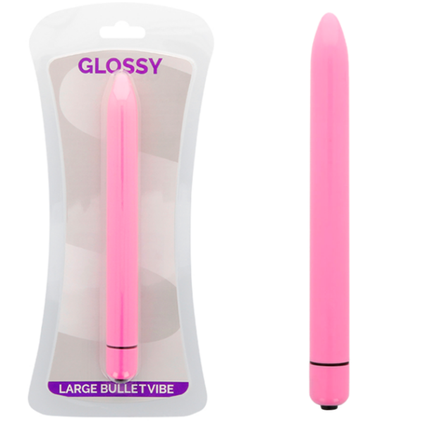 Imagen del artículo erótico GLOSSY - SLIM VIBRADOR ROSA INTENSO de GLOSSY en la sección JUGUETES BIENESTAR |Vibradores|Mini vibradores de Millenial Sexshop.