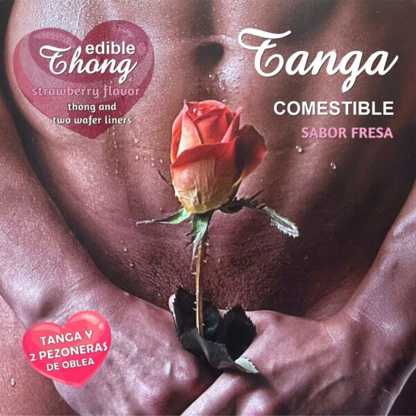 Imagen del artículo erótico HOTFLOWERS - TANGA+ 2 PEZONES OBLEA FRESA HOMBRE /es/pt/en/fr/it/ de HOTFLOWERS en la sección MODA & LENCERÍA|Lencería comestible de Millenial Sexshop.