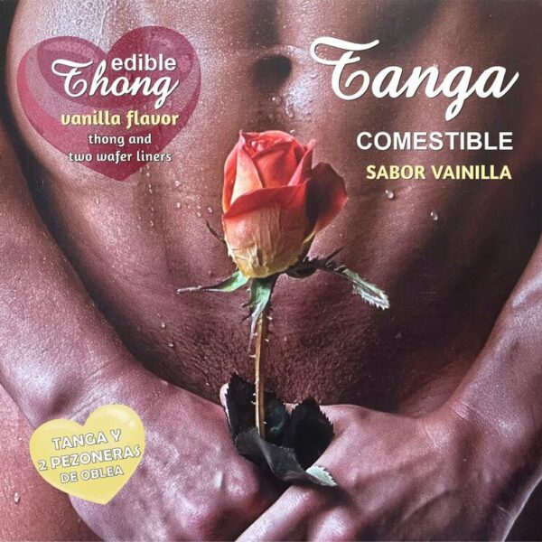 Imagen del artículo erótico HOTFLOWERS -  TANGA + 2 PEZONES OBLEA VAINILLA HOMBRE /es/pt/en/fr/it/ de HOTFLOWERS en la sección MODA & LENCERÍA|Lencería comestible de Millenial Sexshop.