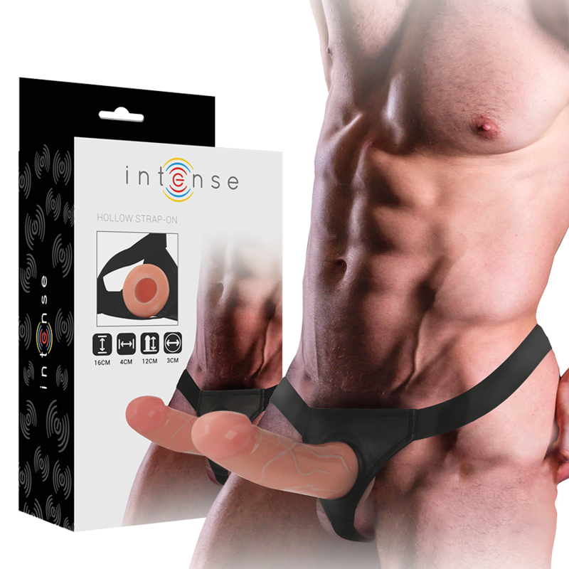 Imagen del artículo erótico INTENSE - ARNÉS HUECO CON DILDO 16 X 3 CM de INTENSE COUPLES TOYS en la sección JUGUETES BIENESTAR |Arneses|Arneses Huecos de Millenial Sexshop.