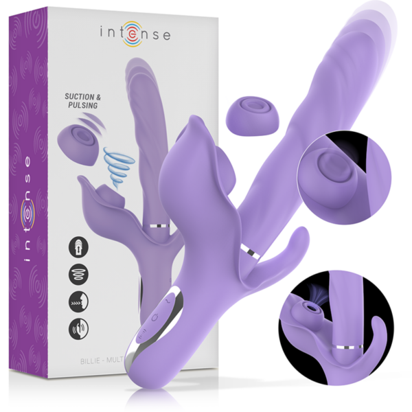 Imagen del artículo erótico INTENSE - BILLIE VIBRADOR MULTIFUNCIÓN RECARGABLE ONDAS ESTIMULADORAS CON PULSADOR MORADO de INTENSE FUN en la sección JUGUETES BIENESTAR |Vibradores|Vibradores Rabbit de Millenial Sexshop.