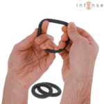 INTENSE - HUGH 3 ANILLOS BÁSICOS PARA PENE SILICONA NEGRO - Imagen 4