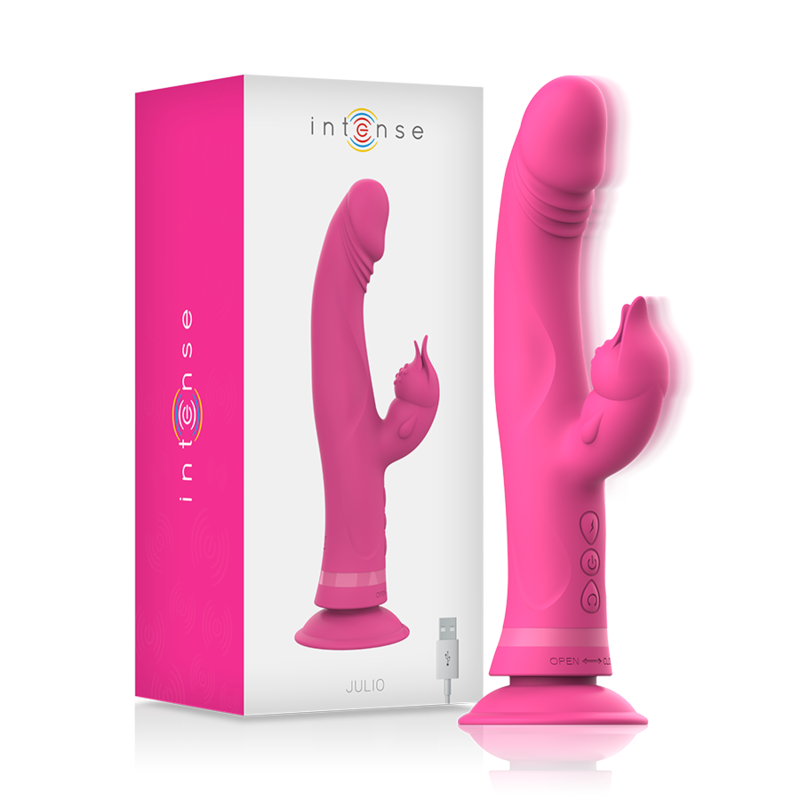 Imagen del artículo erótico INTENSE - JULIO VIBRADOR RABBIT SILICONA ROSA de INTENSE FUN en la sección JUGUETES BIENESTAR |Vibradores|Vibradores Rabbit de Millenial Sexshop.