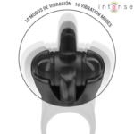INTENSE - MABEL ANILLO VIBRADOR 10 VIBRACIONES CON ESTIMULADOR DE CLÍTORIS NEGRO - Imagen 2