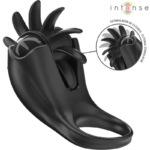 Imagen del artículo erótico INTENSE - MABEL ANILLO VIBRADOR 10 VIBRACIONES CON ESTIMULADOR DE CLÍTORIS NEGRO de INTENSE COUPLES TOYS en la sección JUGUETES BIENESTAR |Juguetes para Hombres|Accesorios para el pene|Anillos Pene|Anillos con Vibración de Millenial Sexshop.