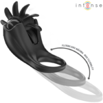 INTENSE - MABEL ANILLO VIBRADOR 10 VIBRACIONES CON ESTIMULADOR DE CLÍTORIS NEGRO - Imagen 4