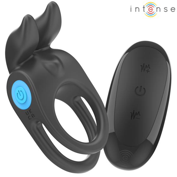 Imagen del artículo erótico INTENSE - SAM ANILLO DOBLE VIBRADOR PENE 10 VIBRACIONES NEGRO de INTENSE COUPLES TOYS en la sección JUGUETES BIENESTAR |Juguetes para Hombres|Accesorios para el pene|Anillos Pene|Anillos con Vibración de Millenial Sexshop.