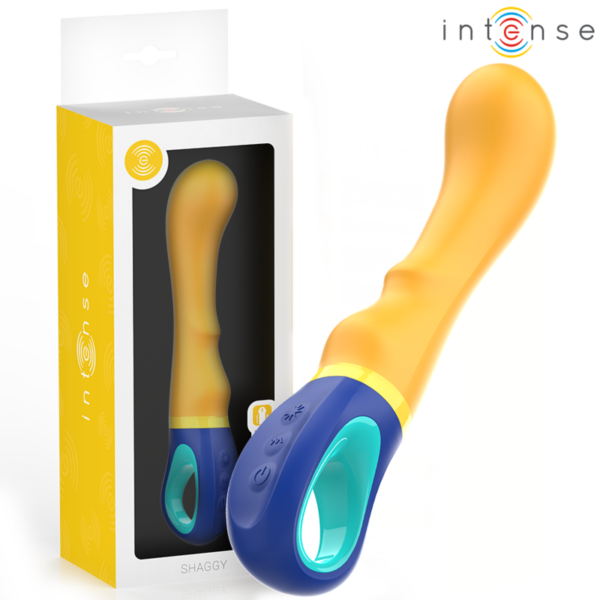 Imagen del artículo erótico INTENSE - SHAGGY VIBRADOR PUNTO-G AMARILLO de INTENSE FUN en la sección JUGUETES BIENESTAR |Vibradores|Vibradores Punto G de Millenial Sexshop.