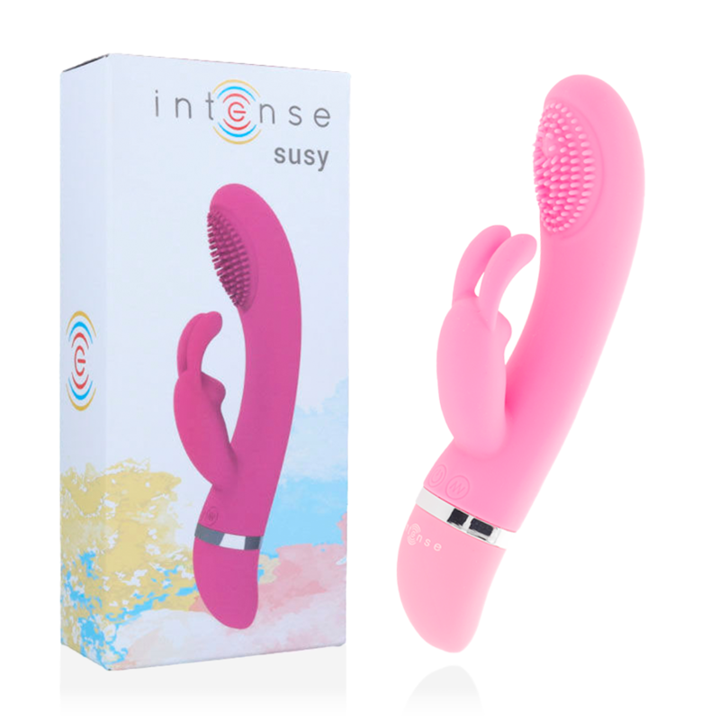 Imagen del artículo erótico INTENSE - SUSY VIBRADOR OSCILANTE SILICON RABBIT ROSA de INTENSE FUN en la sección JUGUETES BIENESTAR |Vibradores|Vibradores Rabbit de Millenial Sexshop.