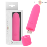 Imagen del artículo erótico INTENSE - SYMONE BALA VIBRADORA RECARGABLE POR USB 8 VIBRACIONES ROSA 10 X 2.2 CM de INTENSE FUN en la sección JUGUETES BIENESTAR |Juguetes para Mujeres|Estimuladores|Balas vibradoras de Millenial Sexshop.