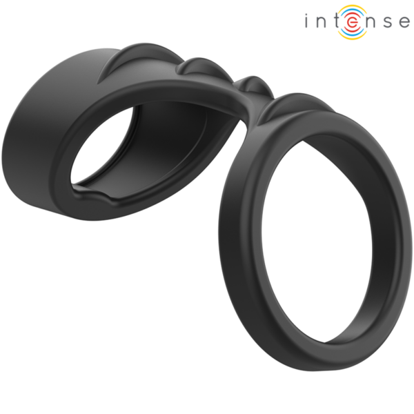 Imagen del artículo erótico INTENSE - THEO ANILLO DOBLE PARA PENE SILICONA NEGRO MODELO 3 de INTENSE COUPLES TOYS en la sección JUGUETES BIENESTAR |Juguetes para Hombres|Accesorios para el pene|Anillos Pene|Anillos sin vibración de Millenial Sexshop.