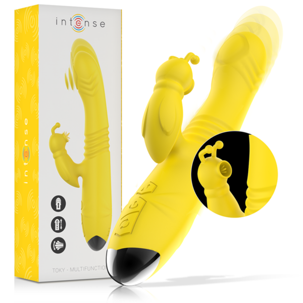 Imagen del artículo erótico INTENSE - TOKY VIBRADOR MULTIFUNCIÓN RECARGABLE UP & DOWN CON ESTIMULADOR DE CLITORIS AMARILLO de INTENSE FUN en la sección JUGUETES BIENESTAR |Vibradores|Vibradores HI-TECH de Millenial Sexshop.
