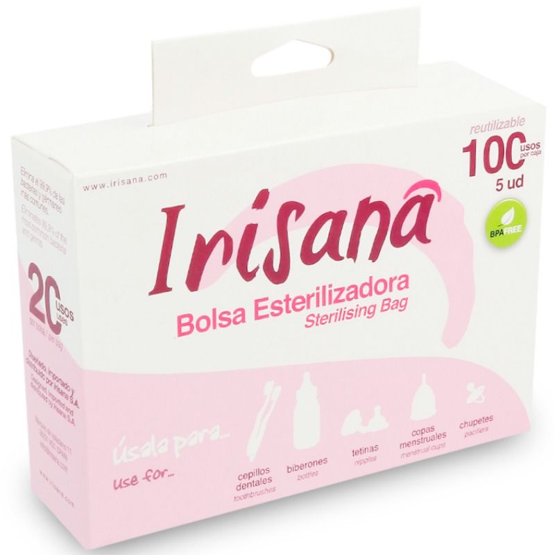 IRISANA - BOLSA ESTERILIZADORA 5 UNIDADES-MillenialSexshop-IRISCUP Imagen del artículo erótico IRISANA - BOLSA ESTERILIZADORA 5 UNIDADES de IRISCUP en la sección DROGUERÍA |Desinfección y Mantenimiento |Artículos Mantenimiento de Millenial Sexshop.