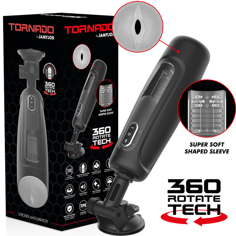 JAMYJOB - TORNADO MASTURBADOR 360 ROTATE TECH-MillenialSexshop-JAMYJOB Imagen del artículo erótico JAMYJOB - TORNADO MASTURBADOR 360 ROTATE TECH de JAMYJOB en la sección JUGUETES BIENESTAR |Juguetes para Hombres|Vaginas con vibración de Millenial Sexshop.